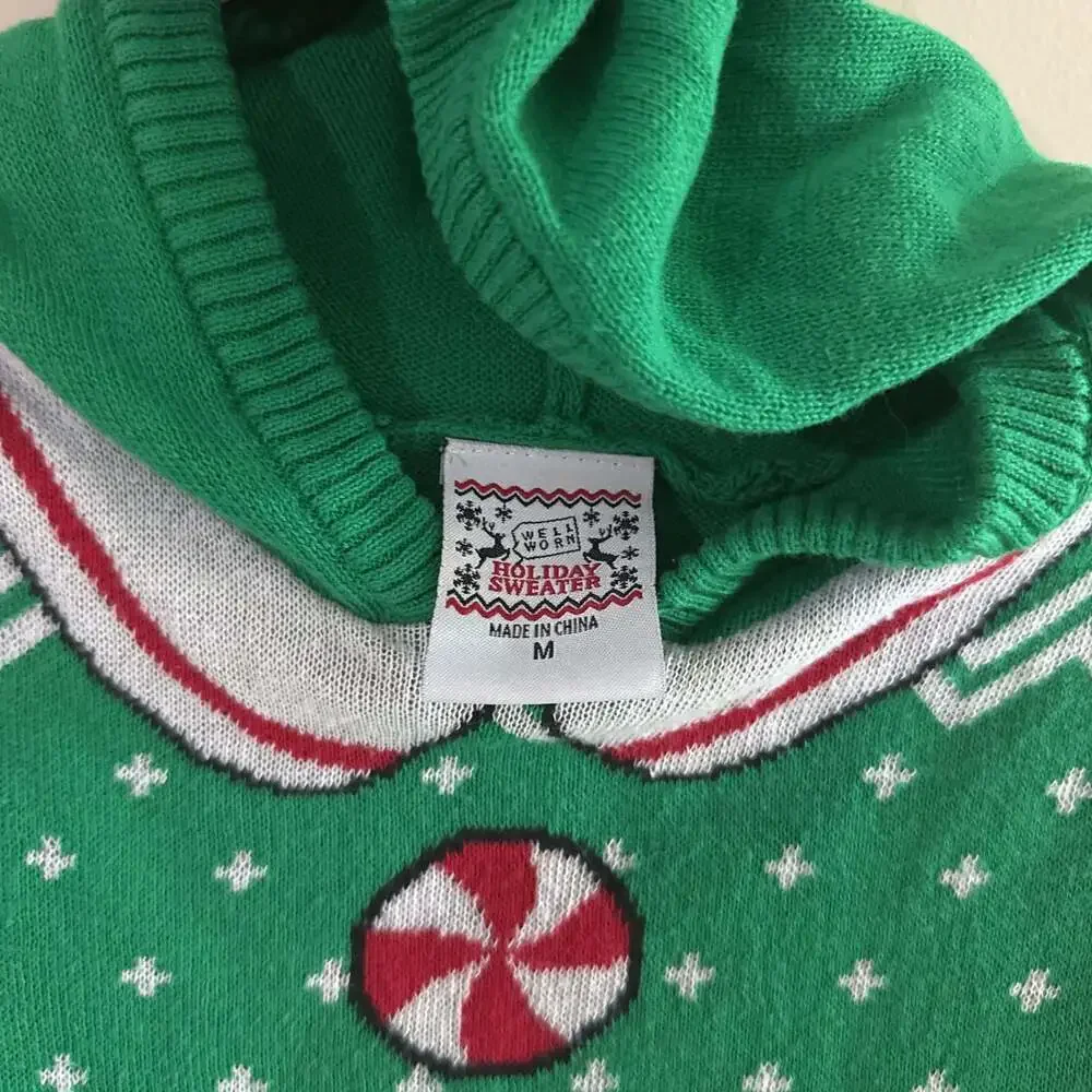 Girls' Holiday Elf Hoodie Dress with Tulle Skirt, Size M Christmas Green & Red